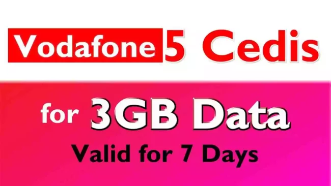 Vodafone 5 Cedis for 3GB for 7 days